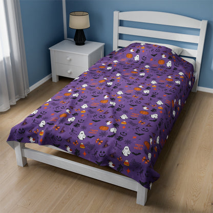 Halloween Purple - Velveteen Plush Blanket29249578054493859918All Over PrintsReady Set Monkey